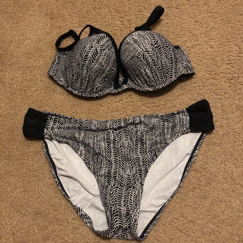 Black and white bra cup style bikini